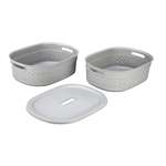 Kolorr Stitch Baskets Pack of 2 Large Size (11L Capacity) with 1 Lid for Home Storage -Grey